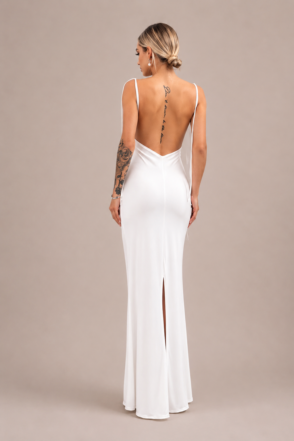 Iris — Robe longue dos nu à bretelles à nouer