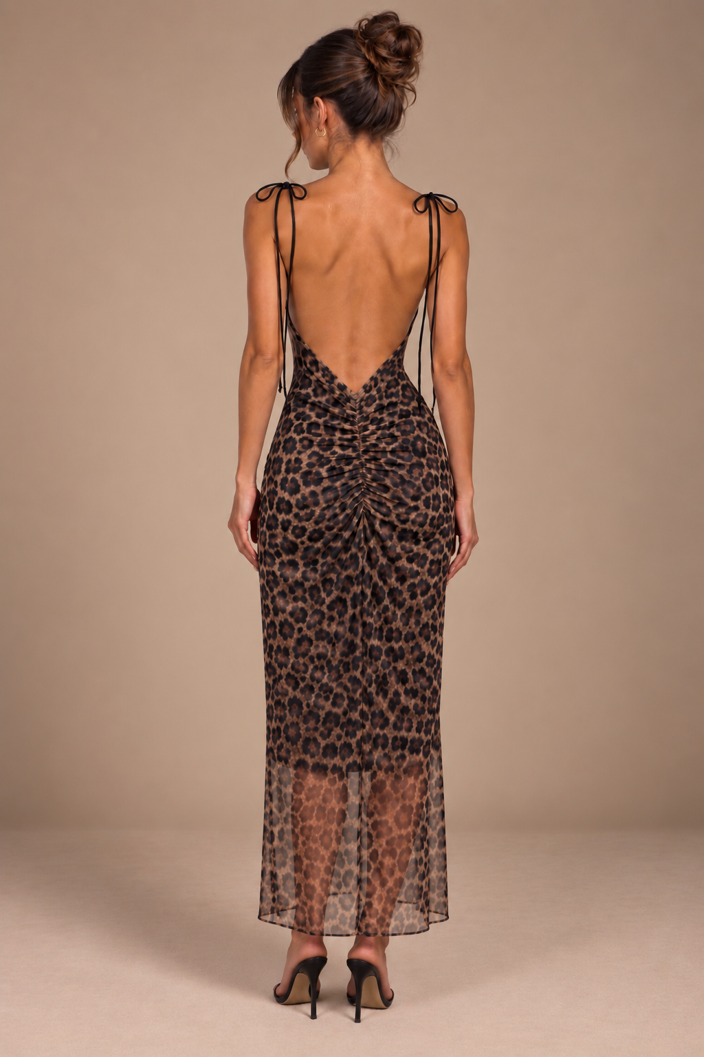 Mégan - Robe longue léopard dos-nu