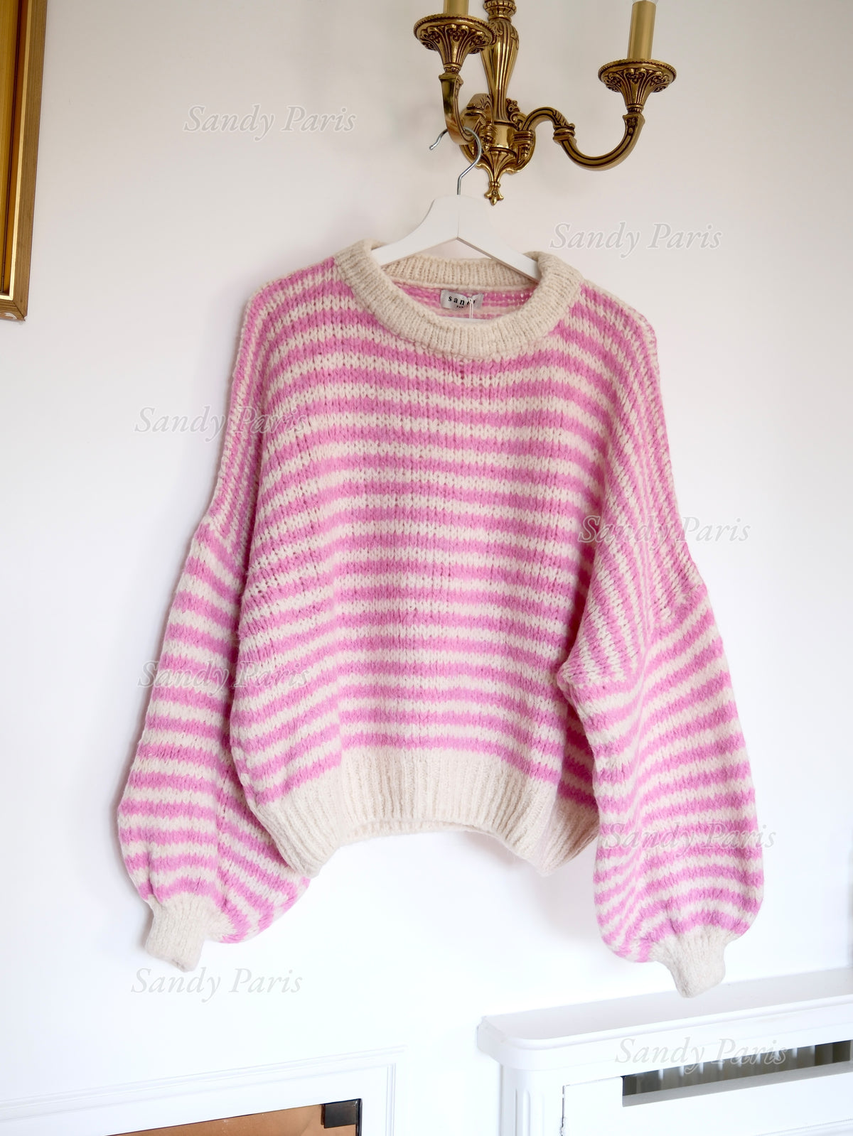Oversized striped jumper with wool and mohair